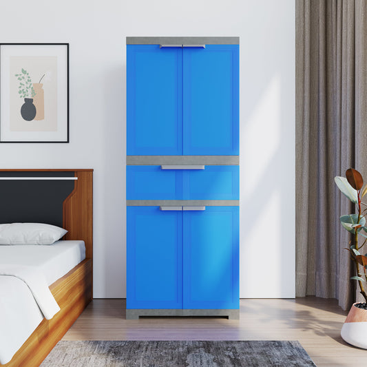 Nilkamal Freedom FMDR 1C Plastic Storage Cabinet with 1 Drawer (Deep Blue & Grey)