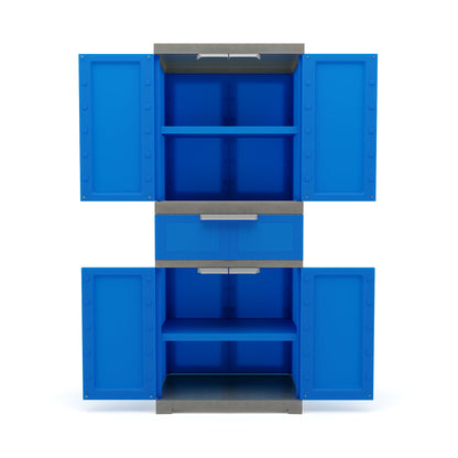 Nilkamal Freedom FMDR 1C Plastic Storage Cabinet with 1 Drawer (Deep Blue & Grey)