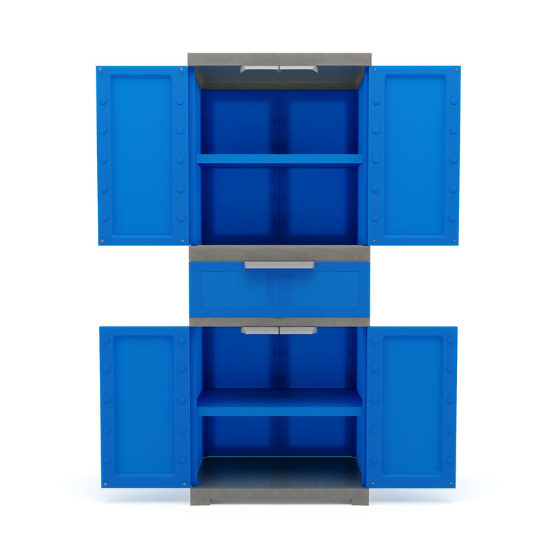 Nilkamal Freedom FMDR 1C Plastic Storage Cabinet with 1 Drawer (Deep Blue & Grey)