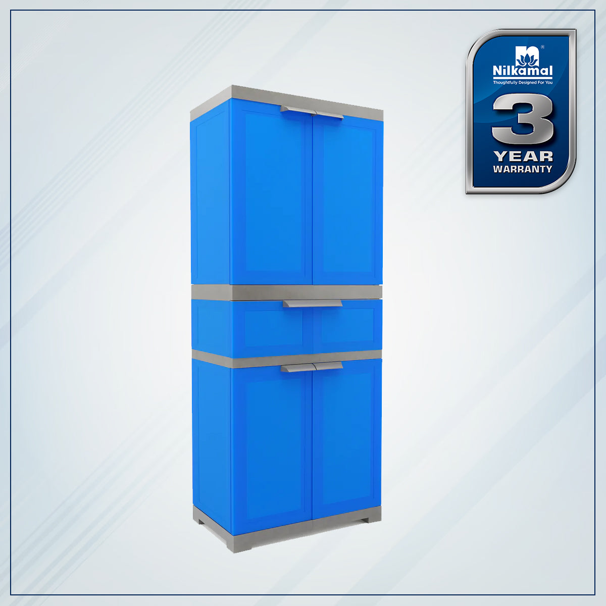 Nilkamal Freedom FMDR 1C Plastic Storage Cabinet with 1 Drawer (Deep Blue & Grey)