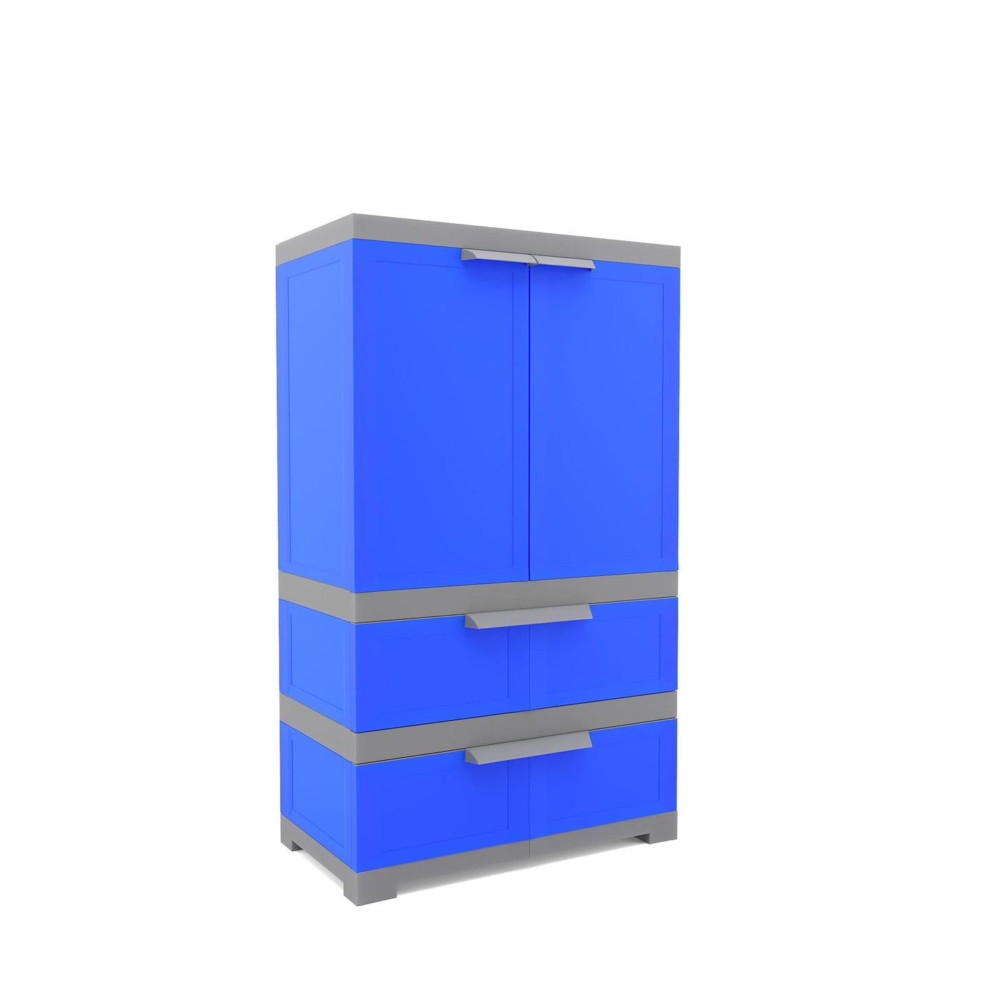 Nilkamal Freedom FMDR 2B Plastic Storage Cabinet with 2 Drawer (Deep Blue / Grey)