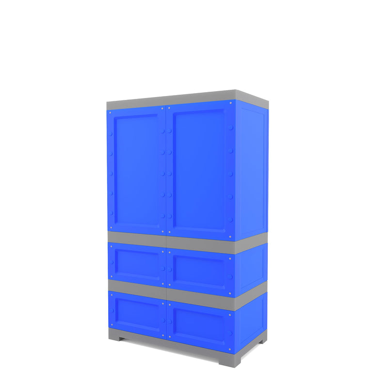 Nilkamal Freedom FMDR 2B Plastic Storage Cabinet with 2 Drawer (Deep Blue / Grey)