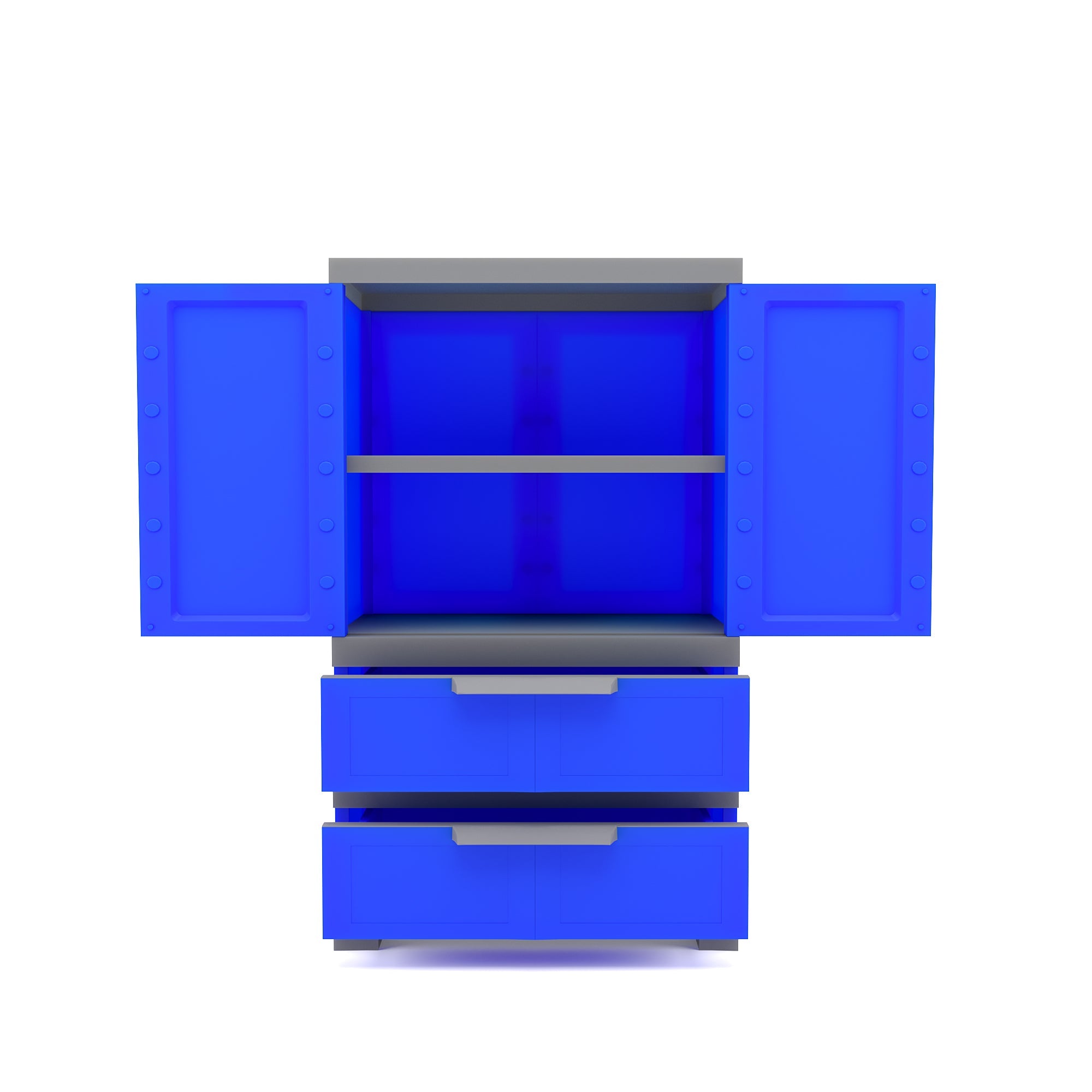 Nilkamal Freedom FMDR 2B Plastic Storage Cabinet with 2 Drawer (Deep Blue / Grey)