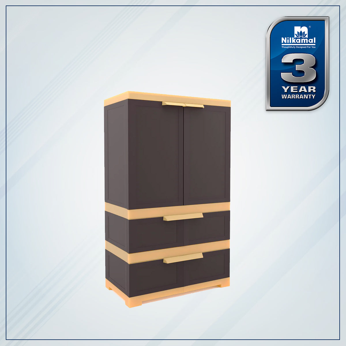 Nilkamal Freedom FMDR 2B Plastic Storage Cabinet with 2 Drawer (Weathered Brown / Biscuit)