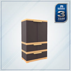 Nilkamal Freedom FMDR 2B Plastic Storage Cabinet with 2 Drawer (Weathered Brown / Biscuit)