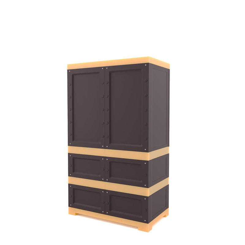 Nilkamal Freedom FMDR 2B Plastic Storage Cabinet with 2 Drawer (Weathered Brown / Biscuit)