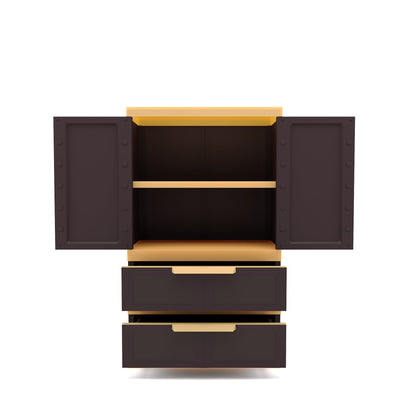 Nilkamal Freedom FMDR 2B Plastic Storage Cabinet with 2 Drawer (Weathered Brown / Biscuit)