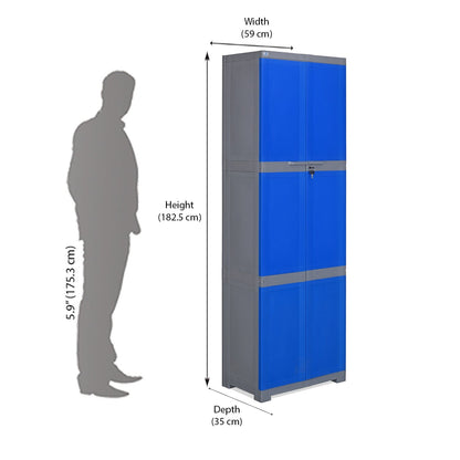 Nilkamal Freedom Mini Large (FML) Plastic Storage Cabinet (Deep Blue / Grey)