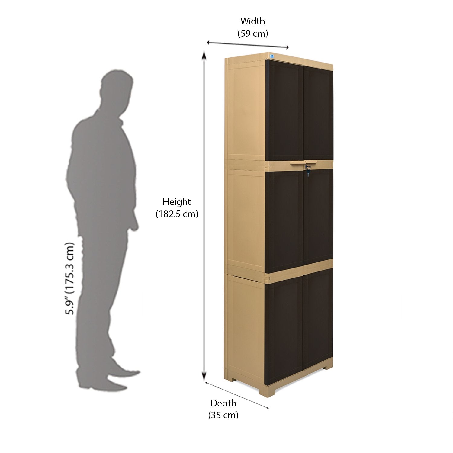 Nilkamal Freedom Mini Large (FML) Plastic Storage Cabinet (Weathered Brown / Biscuit)