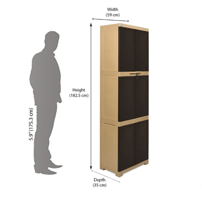 Nilkamal Freedom Mini Large (FML) Plastic Storage Cabinet (Weathered Brown / Biscuit)