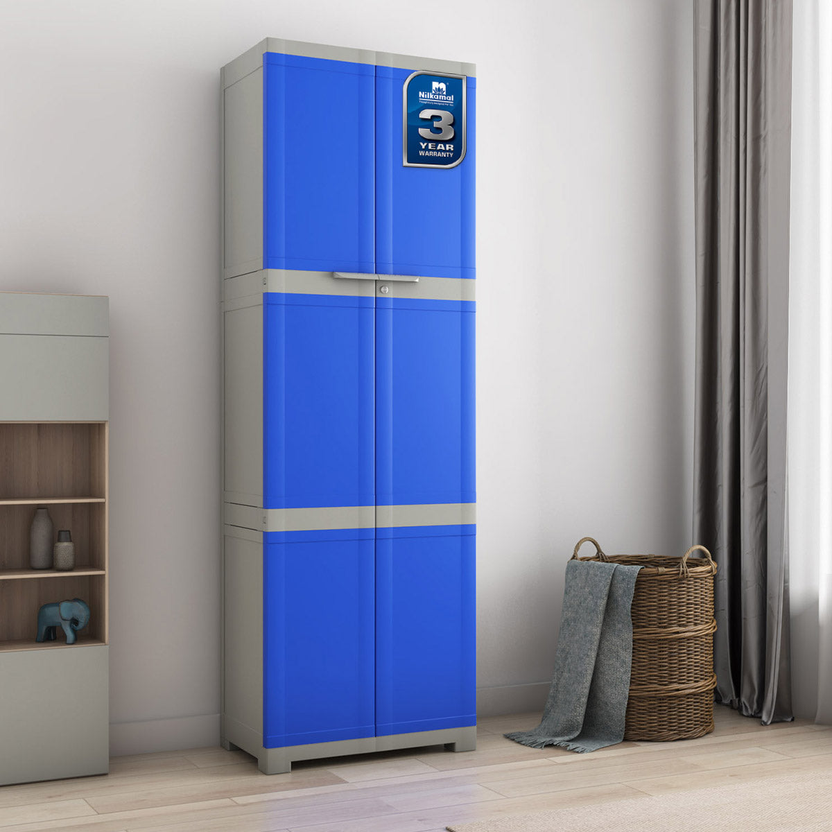 Nilkamal Freedom Mini Large (FML) Plastic Storage Cabinet (Deep Blue / Grey)