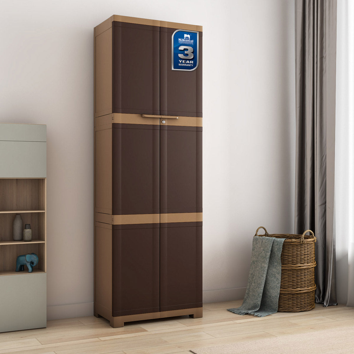 Nilkamal Freedom Mini Large (FML) Plastic Storage Cabinet (Weathered Brown / Biscuit)