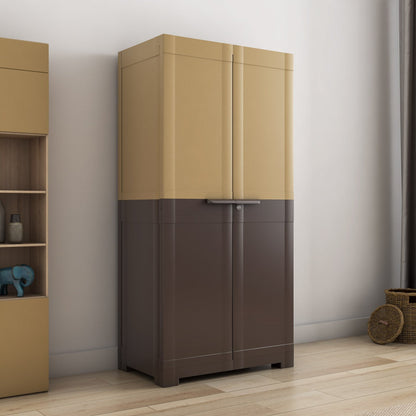 Nilkamal Freedom Mini Medium (FMM Duet) Plastic Storage Cabinet (Rattan Dark Beige & Weather Brown)