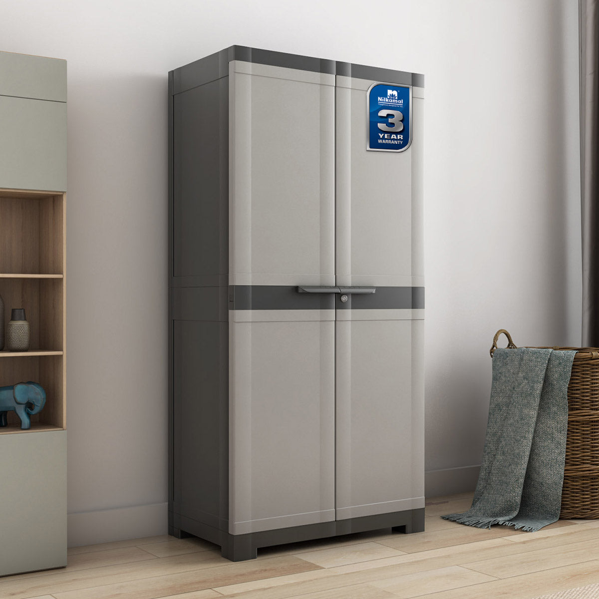 Nilkamal Freedom Mini Medium (FMM) Plastic Storage Cabinet (Haze Grey/Charcoal Grey)