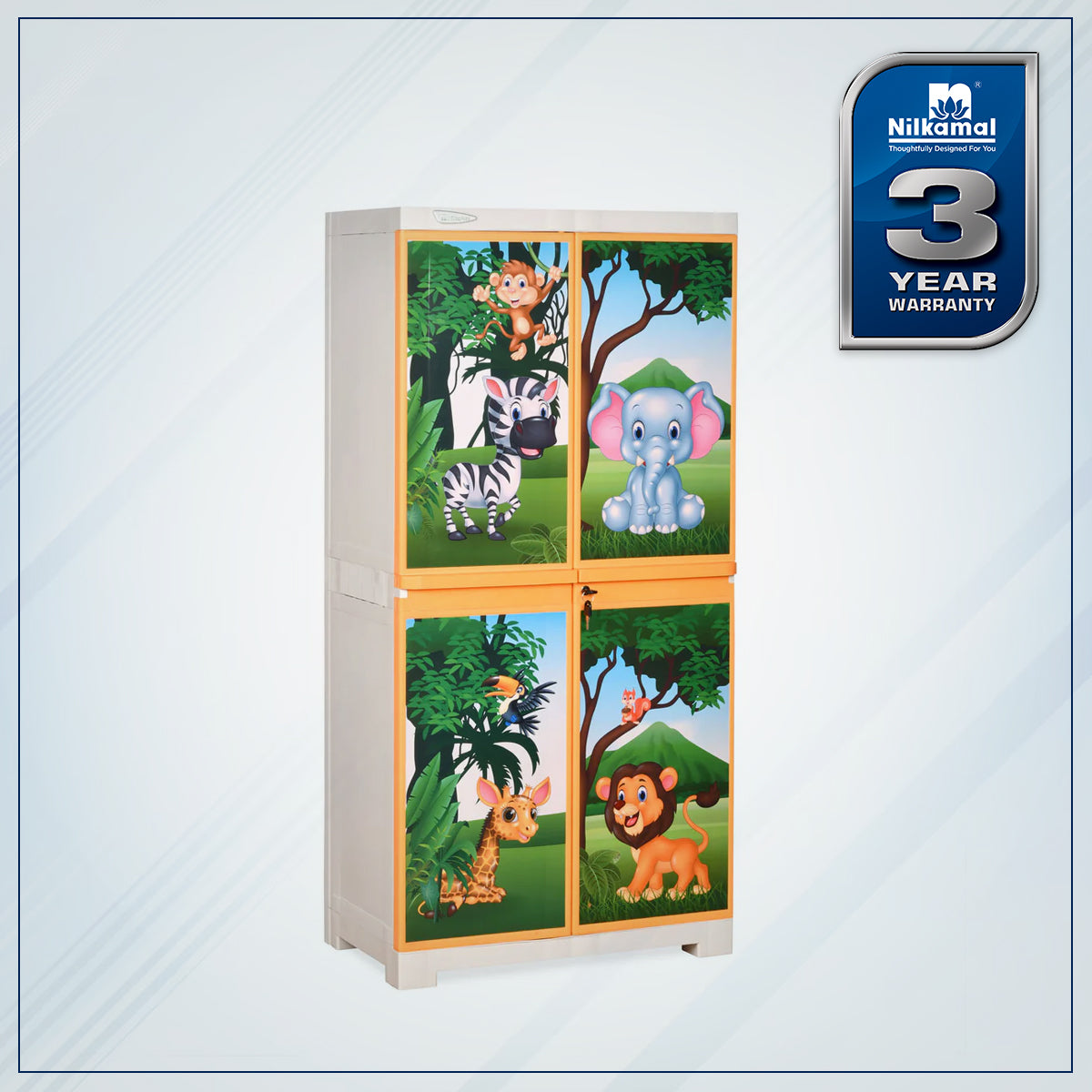 Nilkamal FMM Jungle Theme Mini Cabinet (Beach & Pastel Orange)