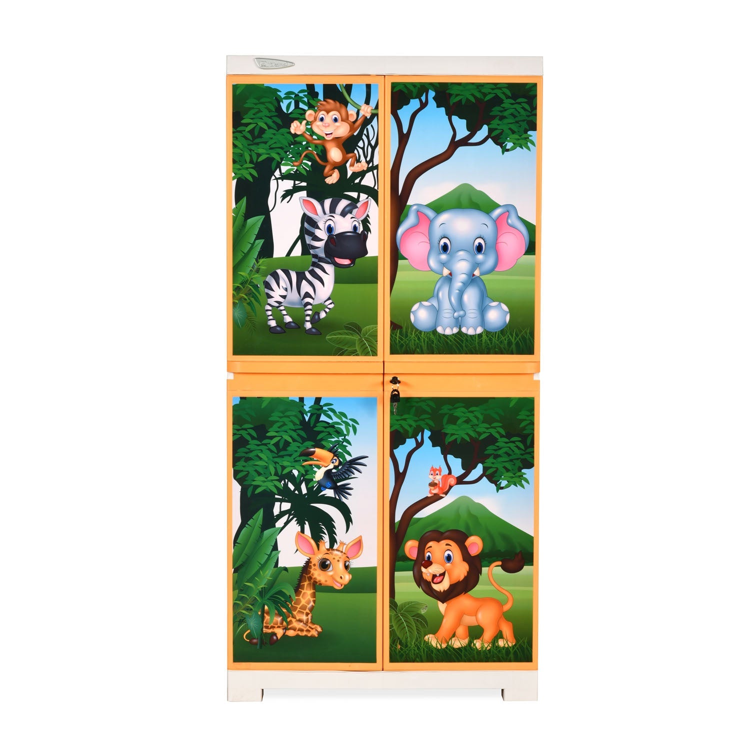 Nilkamal FMM Jungle Theme Mini Cabinet (Beach & Pastel Orange)