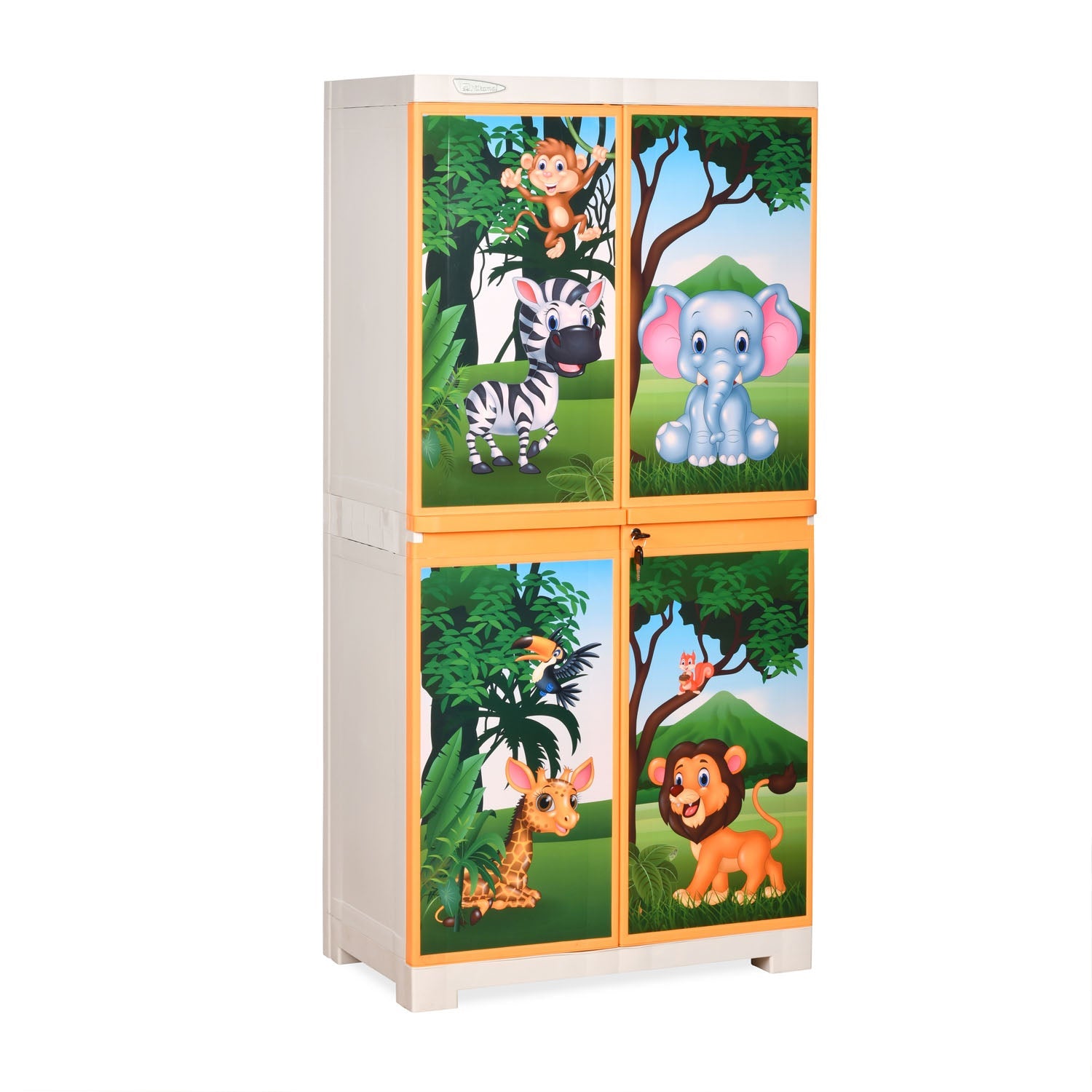 Nilkamal FMM Jungle Theme Mini Cabinet (Beach & Pastel Orange)