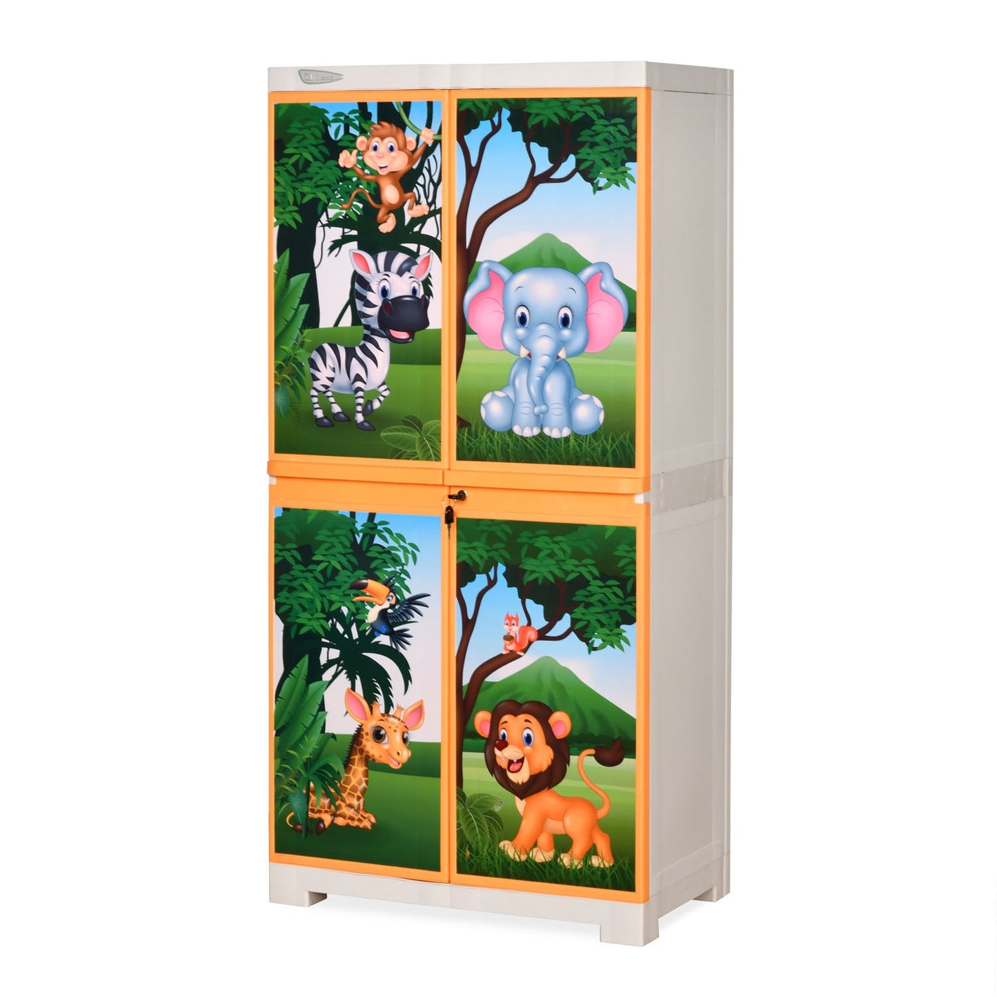 Nilkamal FMM Jungle Theme Mini Cabinet (Beach & Pastel Orange)