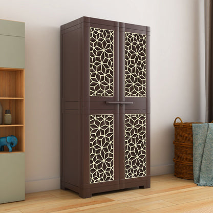 Nilkamal Freedom Mini Medium (FMM) Star Plastic Storage Cabinet (Weathered Brown & Biscuit)