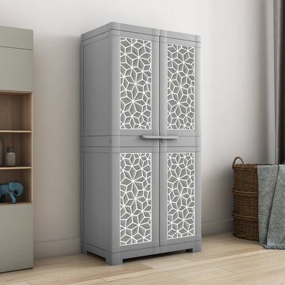 Nilkamal Freedom Mini Medium (FMM) Star Plastic Storage Cabinet (Haze Grey & Milky White)