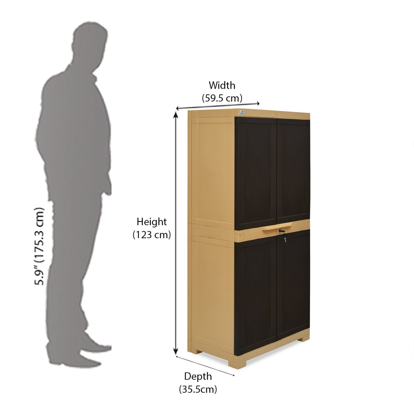 Nilkamal Freedom Mini Medium (FMM) Plastic Storage Cabinet (Weathered Brown / Biscuit)