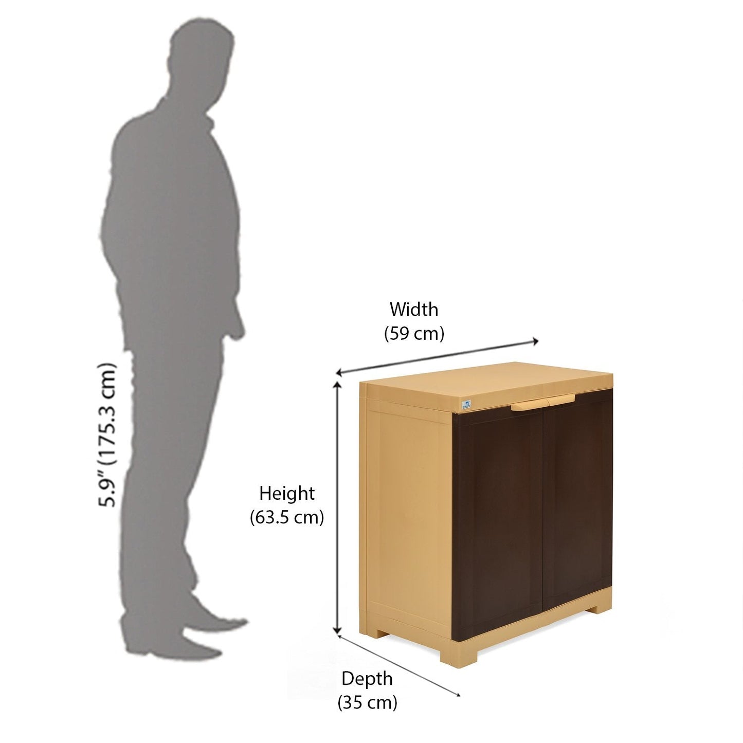 Nilkamal Freedom Mini Small (FMS) Plastic Storage Cabinet (Weathered Brown / Biscuit)