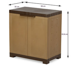 Nilkamal Freedom Mini 09 (FMSC09) Plastic Shoe Cabinet (Sandy Brown / Dark Brown)