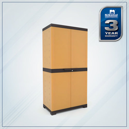 Nilkamal Freedom Mini 18 (FMSC18) Plastic Shoe Cabinet (Sandy Brown / Dark Brown)