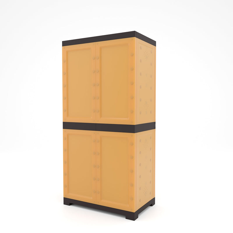 Nilkamal Freedom Mini 18 (FMSC18) Plastic Shoe Cabinet (Sandy Brown / Dark Brown)