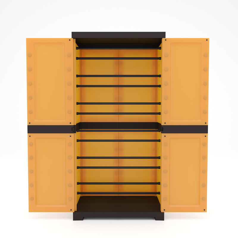 Nilkamal Freedom Mini 18 (FMSC18) Plastic Shoe Cabinet (Sandy Brown / Dark Brown)