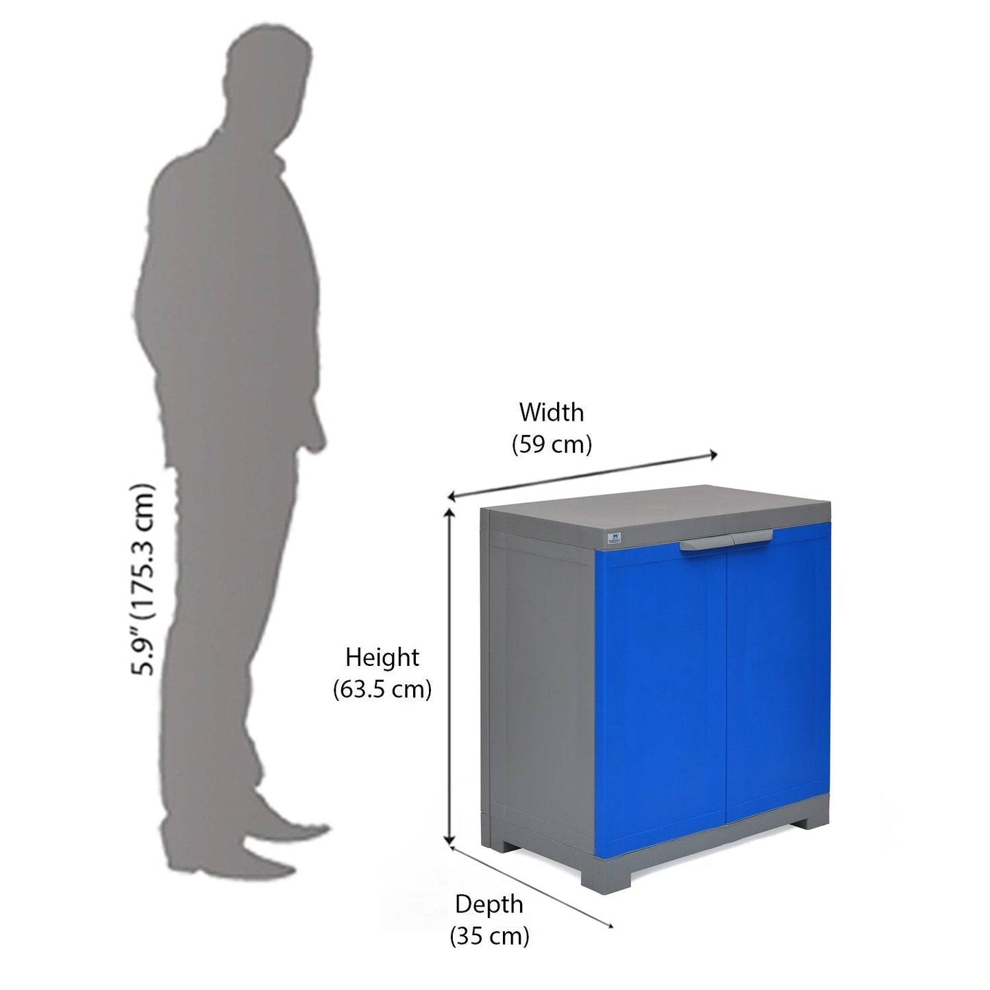 Nilkamal Freedom Mini Small (FMS) Plastic Storage Cabinet (Deep Blue / Grey)