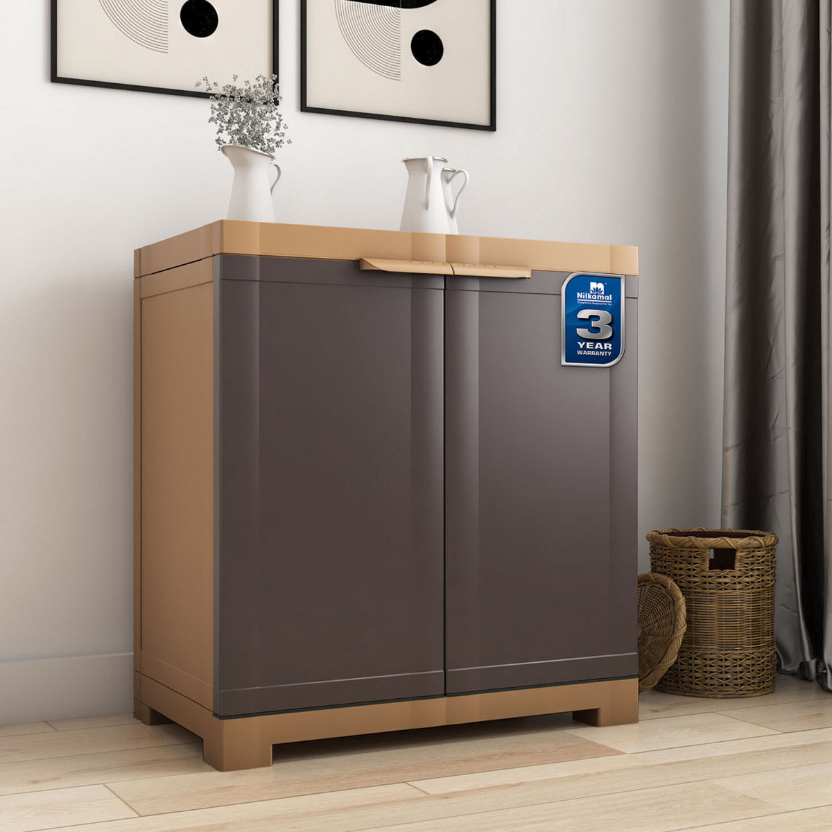 Nilkamal Freedom Mini Small (FMS) Plastic Storage Cabinet (Weathered Brown / Biscuit)