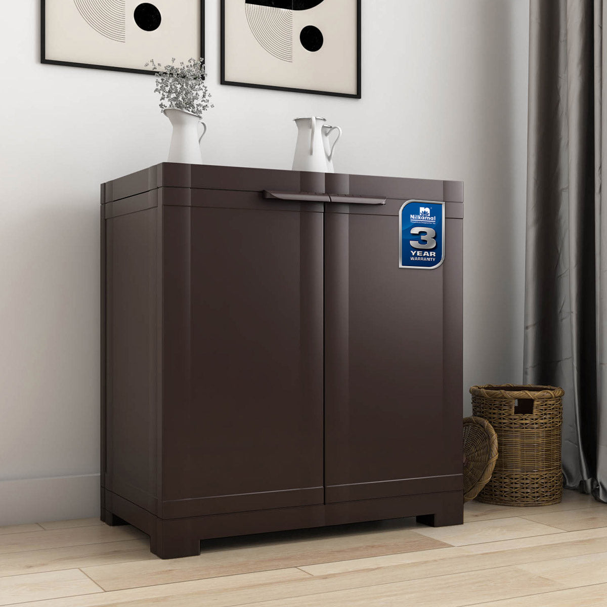 Nilkamal Freedom Mini Small (FMS) Plastic Storage Cabinet (Weather Brown)