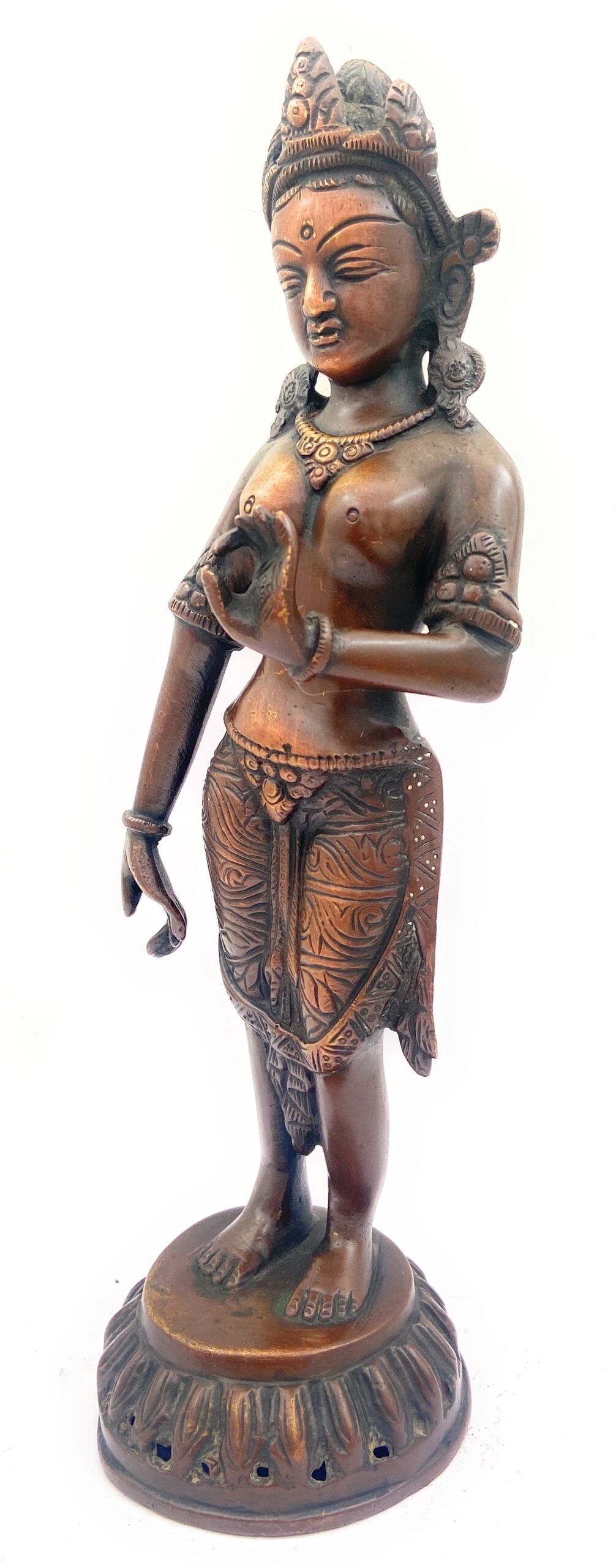 Brass Tibetan Tara Maa Idol – Green Tara, White Tara, Arya Tara, Tibetan Goddess Tara Murti for Pooja, Meditation, Home Decor & Spiritual Gifts,Gold, 8 Inch, 1 Piece