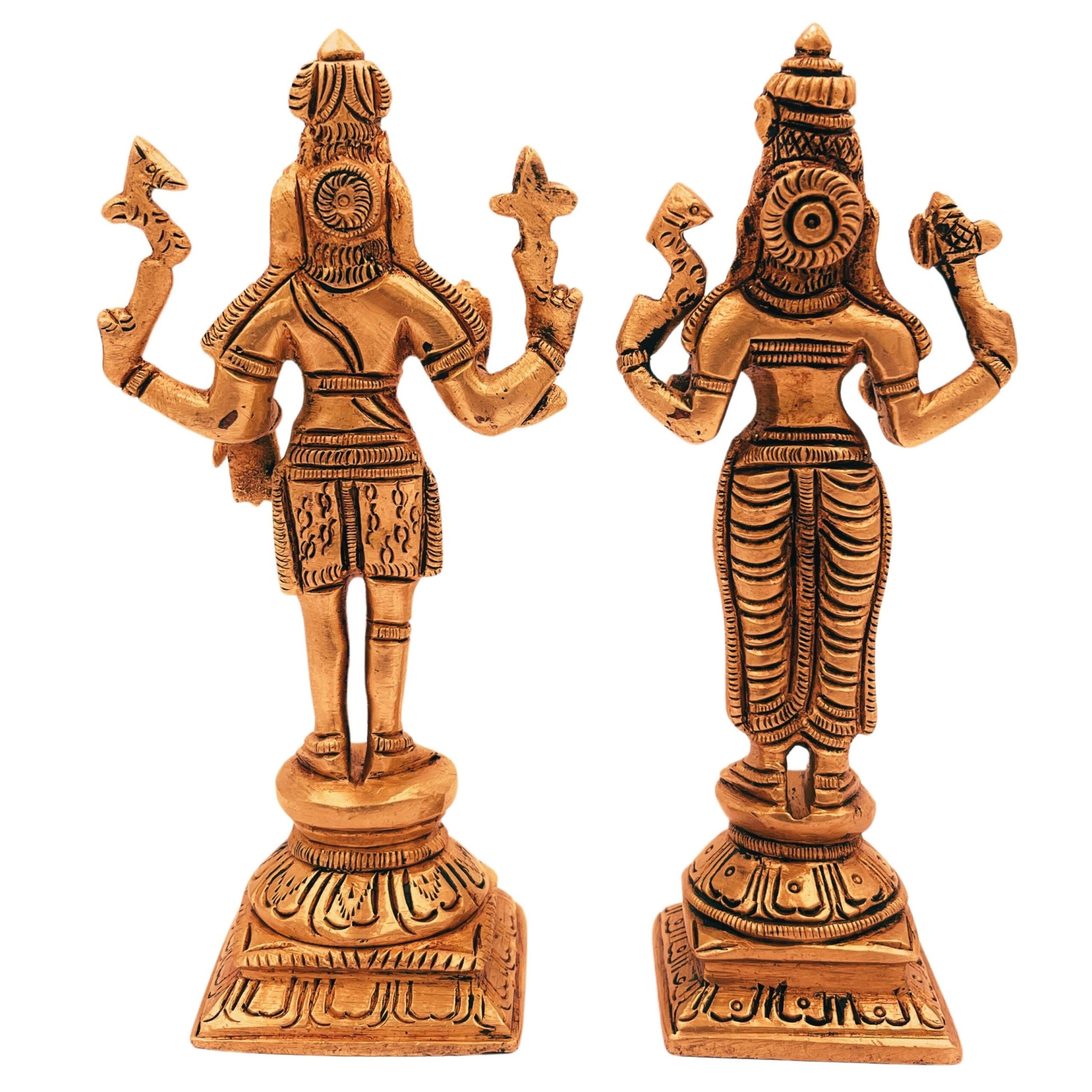 Brass Shiva Parvati Idol | Uma Maheshwara Gauri Shankar Murti | Ardhanarishvara Vigraha | Handmade Peetal Pooja Statue for Home Temple & Decor,Gold, 6 Inch, 1 Piece