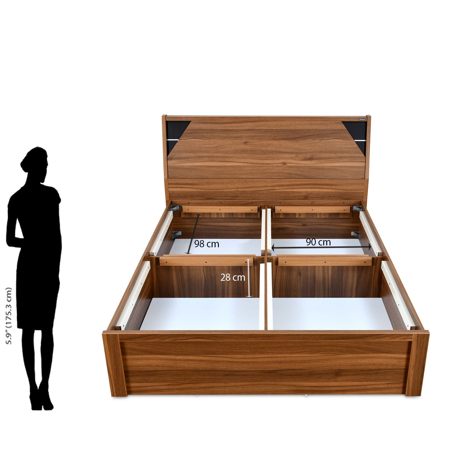 Nilkamal Fremont Engineered Wood King Box Bed (Walnut /  Wenge)