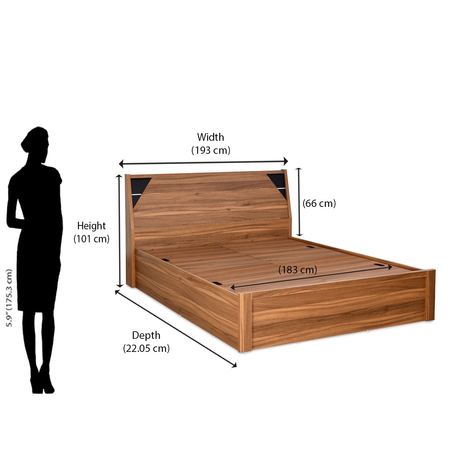 Nilkamal Fremont Engineered Wood King Box Bed (Walnut /  Wenge)