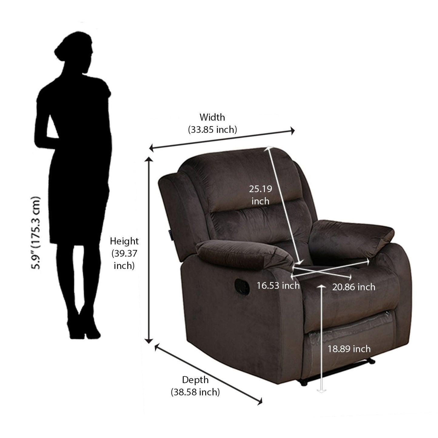 Nilkamal Freya 1 Seater Recliner Sofa (Grey)