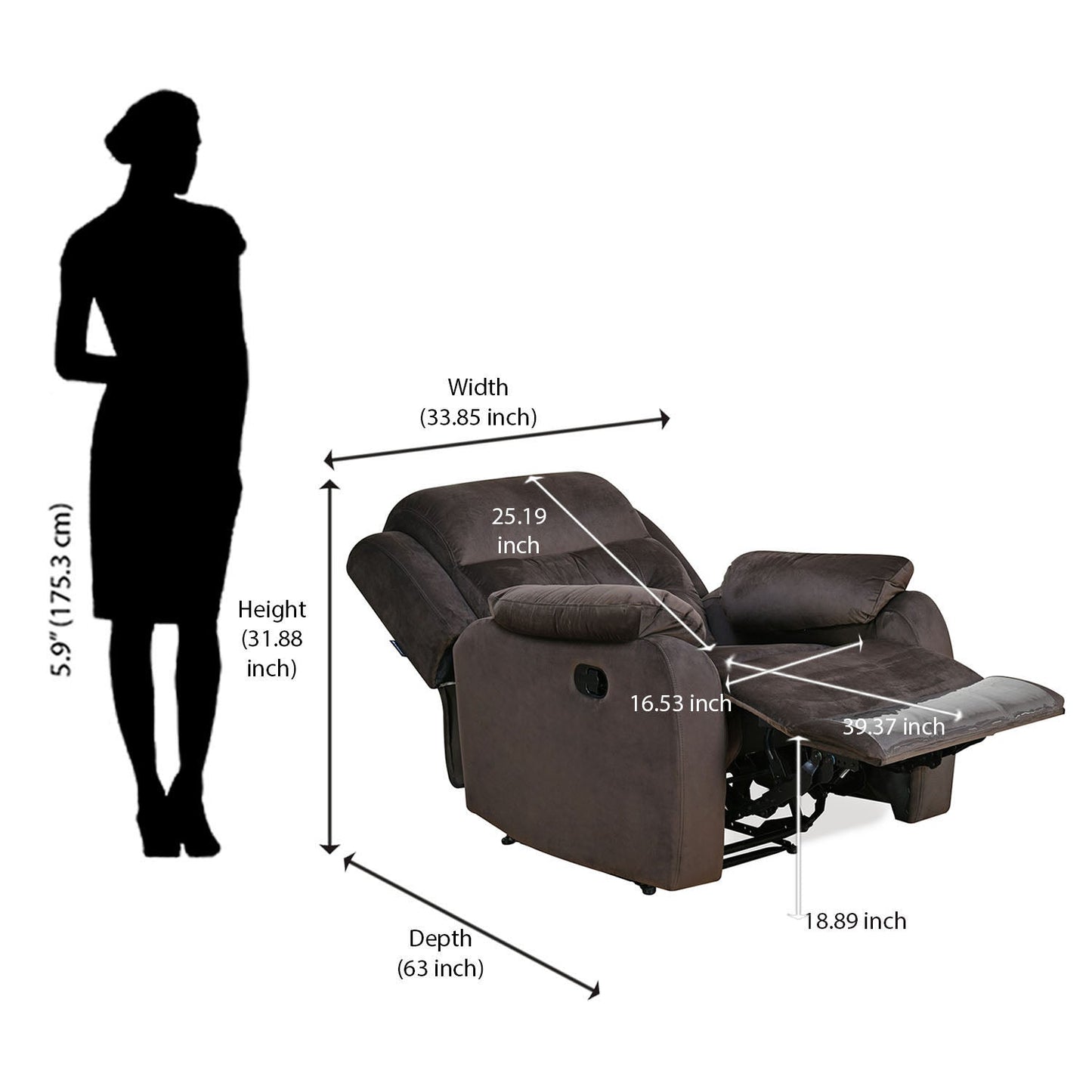 Nilkamal Freya 1 Seater Recliner Sofa (Grey)