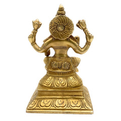 Handcrafted Brass Mahalakshmi Idol – Kamala Devi | Ashta Lakshmi | Shri Padma Lakshmi Sculpture for Home, Temple, and Pooja Decor, Gold, 6 Inch, 1 Piece
