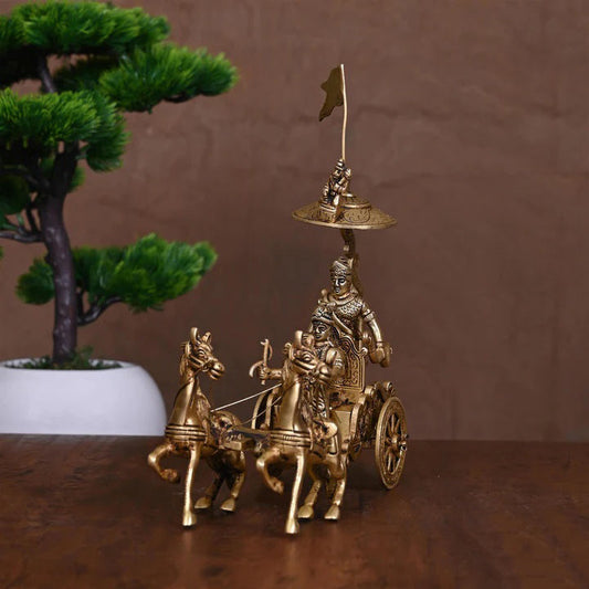 Brass Arjun And Krishna Rath