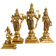Brass Ram Darbar Idol, Peetal Shri Ram Sita Lakshman Hanuman Murti, Pital Ram Parivar Statue, Ashtadhatu Ram Sita Vigraham,Gold, 12 Inch, 1 Piece