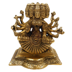 Brass Gayatri Devi Idol | Panchamukhi Vedamata Gayatri Mata Murti | Handcrafted Pital Savitri Devi Statue for Pooja & Home Decor,Gold, 6 Inch, 1 Piece