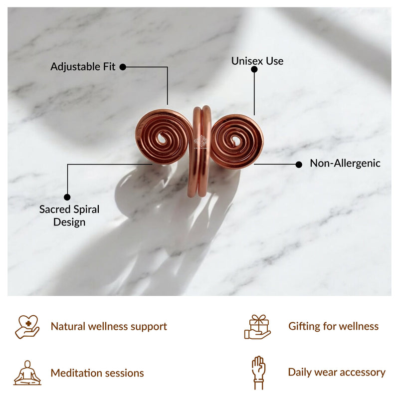 Pure Copper Spiral Ring Adjustable Unisex Fashion Ring