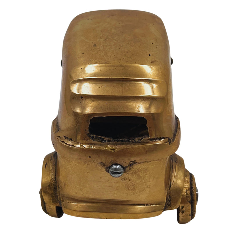 Brass Auto Rickshaw Miniature, Peetal Tuk-Tuk Showpiece, Handcrafted Three-Wheeler Décor, Pittal Decorative Collectible,Gold, 3 Inch, 1 Piece