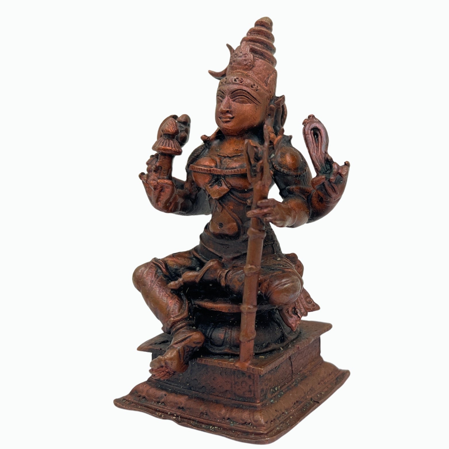 Bhunes Copper Raja Rajeshvari Idols, Rajarajeshwari Silai, Tripura Sundari Ji Ki Murti, Lalita Devi, Kamakshi, Meenakshi,Gold, 4 Inch, 1 Piece