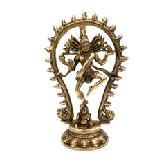 Handcrafted Brass Nataraja Idol – Lord Shiva Nataraj, Adalvallan, Tandav Murti, Chidambaram Natesa Statue for Home, Temple & Gift, Gold, 7.5 Inch, 1 Piece