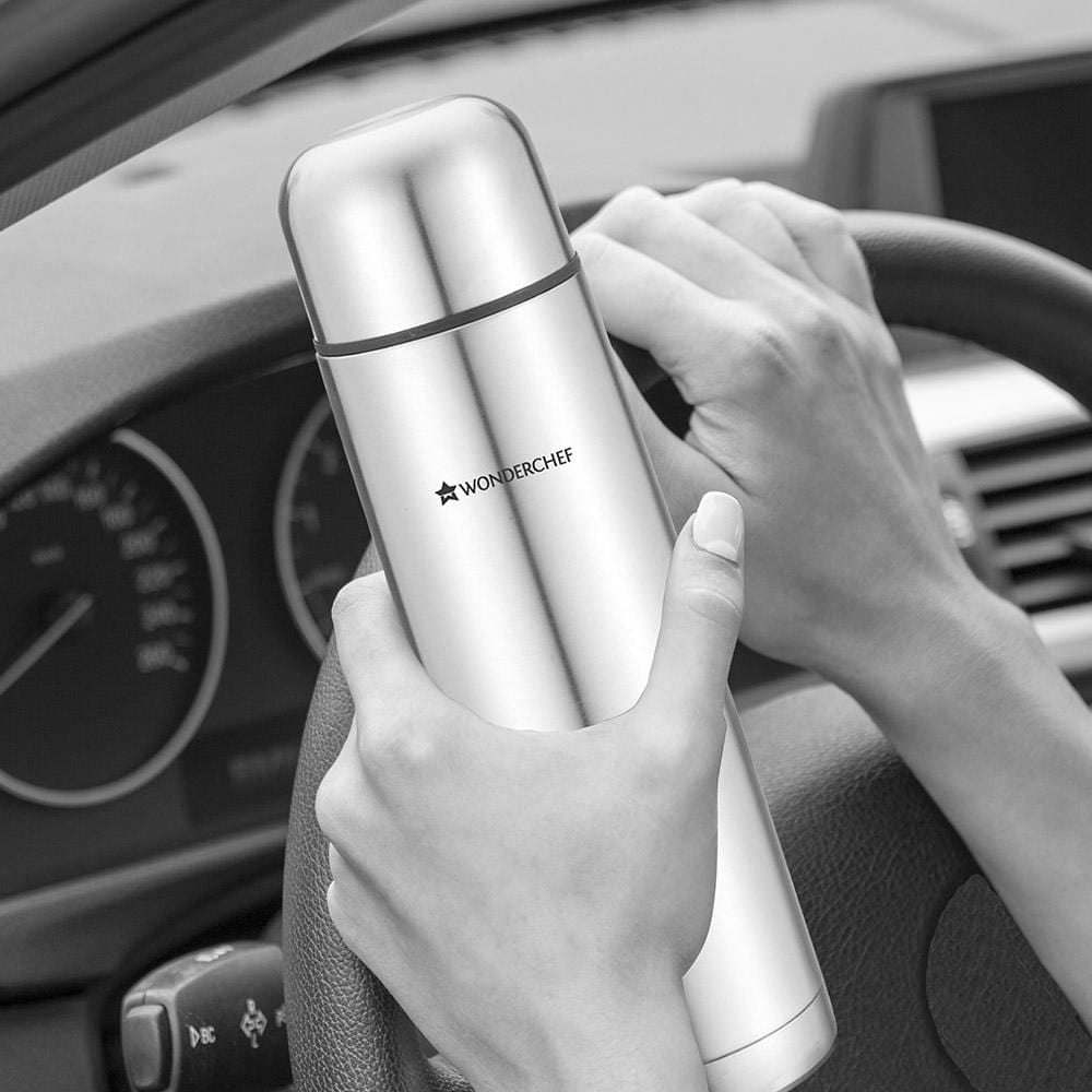 Hot-Bot, 750ml, Double Wall Stainless Steel Vacuum Insulated Hot and Cold Flask with Travel Pouch, Copper Plated Inner Wall, Spill & Leak Proof, 2 Years Warranty