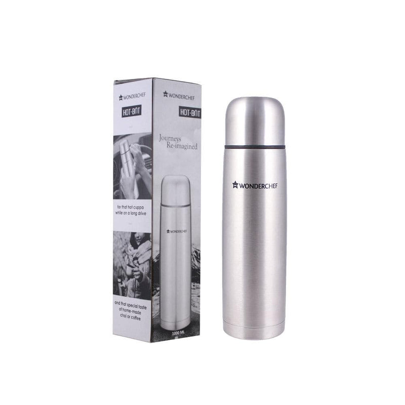 Hot-Bot, 1000ml, Double Wall Stainless Steel Vacuum Insulated Hot and Cold Flask with Travel Pouch, Copper Plated Inner Wall, Spill & Leak Proof, 2 Years Warranty