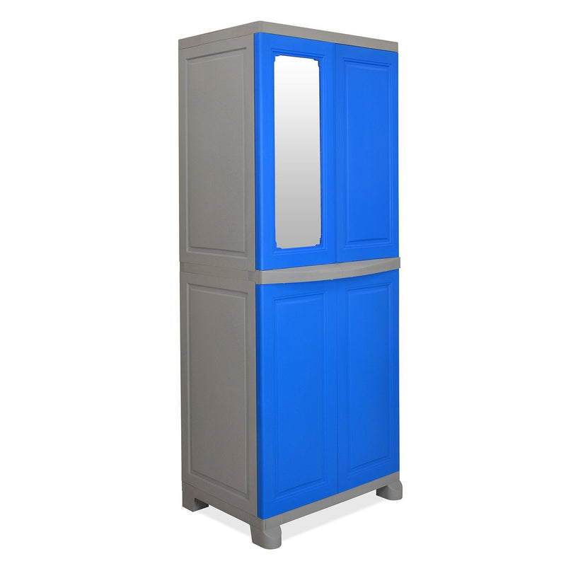 Nilkamal Freedom Big 1 (FB1M) Plastic Storage Cabinet with Mirror (Deep Blue & Grey)